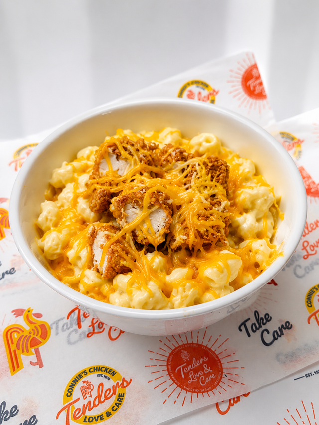 Loaded Mac and Cheese w/ Drink.