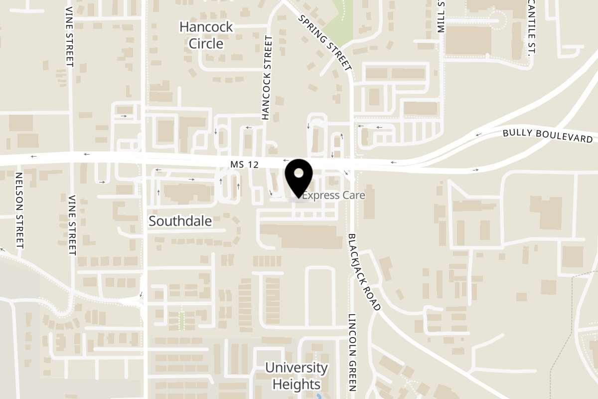 Map showing the location of Connie's Chicken Connie's Chicken - Starkville on University Square Shopping Center in Starkville