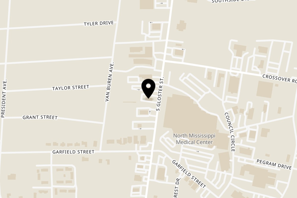 Map showing the location of Connie's Chicken Connie’s Chicken -Tupelo on 821 S Gloster St in Tupelo
